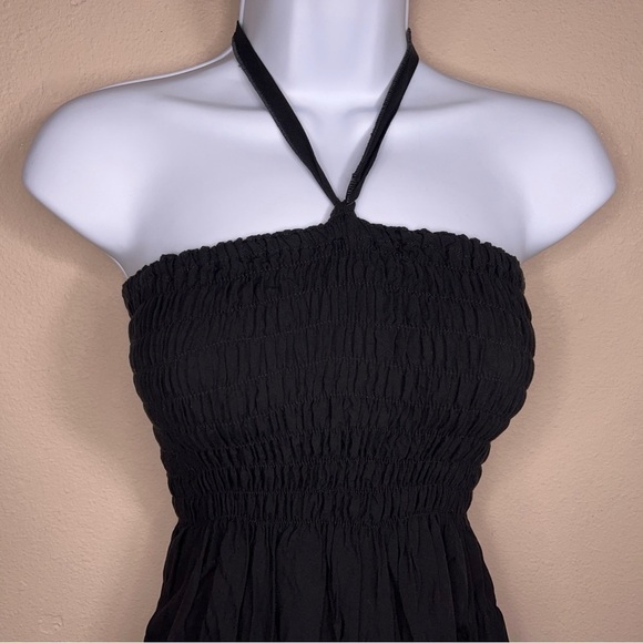 SMALL TROPICAL PRINT HALTER DRESS SLEEVELESS BEACH VACATION COLORFUL STRETCH TOP - Picture 9 of 12